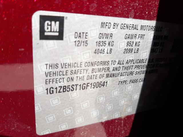 Photo 10 from auction – 2016 CHEVROLET MALIBU LS with VIN 1G1ZB5ST1GF190641