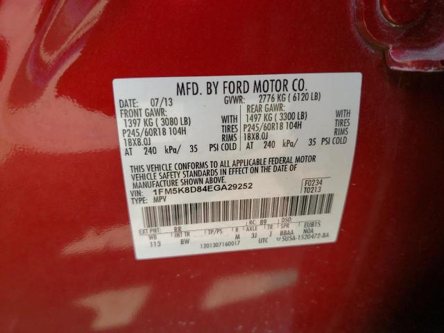Фото 10 с аукциона – 2014 FORD EXPLORER X с VIN 1FM5K8D84EGA29252