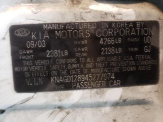 Photo 10 from auction – 2004 KIA OPTIMA LX with VIN KNAGD128945277974