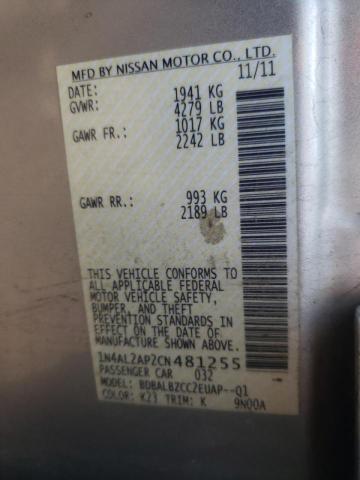 Photo 10 from auction – 2012 NISSAN ALTIMA BAS with VIN 1N4AL2AP2CN481255