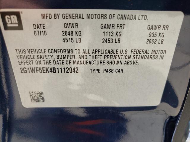 Foto 10 de la subasta – 2011 CHEVROLET IMPALA LS con VIN 2G1WF5EK4B1112042