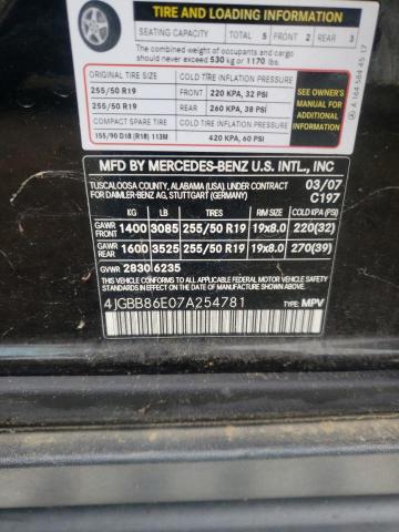 Photo 10 from auction – 2007 MERCEDES-BENZ ML 350 with VIN 4JGBB86E07A254781