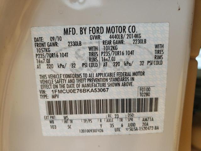 Photo 10 from auction – 2011 FORD ESCAPE LIM with VIN 1FMCU0E76BKA53067