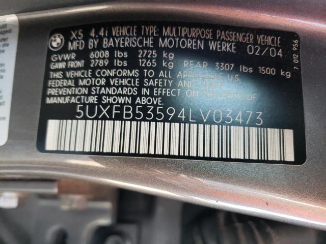 Photo 10 from auction – 2004 BMW X5 4.4I with VIN 5UXFB53594LV03473