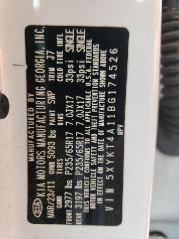 Photo 10 from auction – 2011 KIA SORENTO BA with VIN 5XYKT4A11BG174526