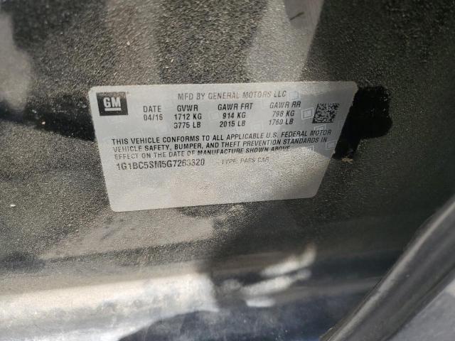 Photo 10 from auction – 2016 CHEVROLET CRUZE LS with VIN 1G1BC5SM5G7263320