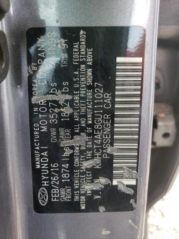 Photo 10 from auction – 2016 HYUNDAI ACCENT SE with VIN KMHCT4AE8GU111027