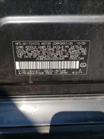 Photo 10 from auction – 2006 LEXUS IS 350 with VIN JTHBE262062000445