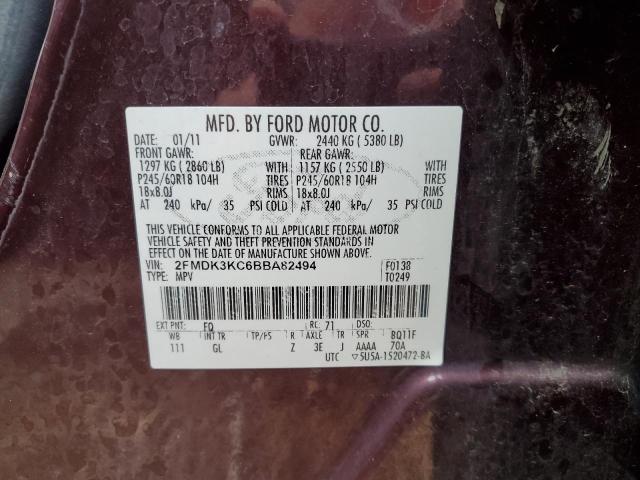 Photo 10 from auction – 2011 FORD EDGE LIMIT with VIN 2FMDK3KC6BBA82494