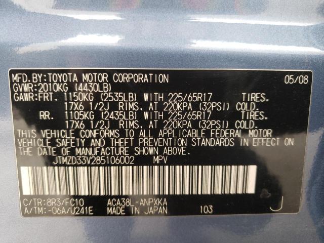 Photo 10 from auction – 2008 TOYOTA RAV4 with VIN JTMZD33V285106002