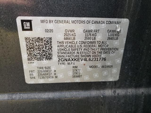 Photo 10 from auction – 2020 CHEVROLET EQUINOX LT with VIN 2GNAXKEV4L6231776
