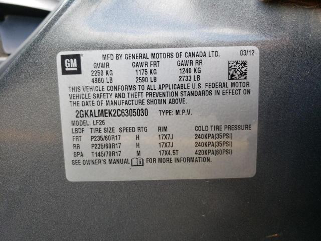 Photo 10 from auction – 2012 GMC TERRAIN SL with VIN 2GKALMEK2C6305030