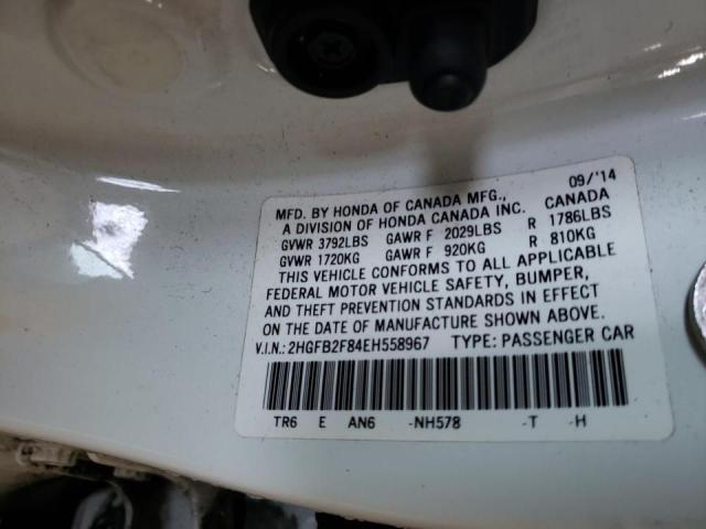 Photo 10 from auction – 2014 HONDA CIVIC EX with VIN 2HGFB2F84EH558967