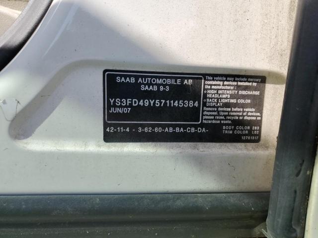 Photo 10 from auction – 2007 SAAB 9-3 2.0T with VIN YS3FD49Y571145384