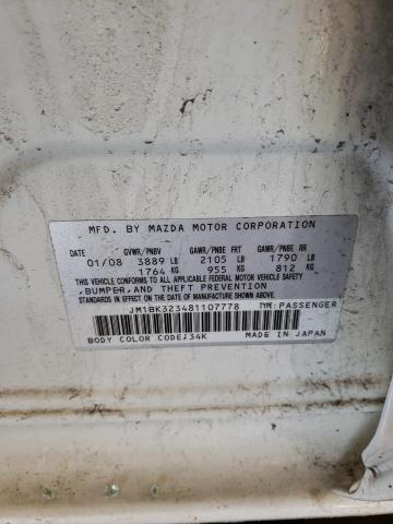 Photo 10 from auction – 2008 MAZDA 3 S with VIN JM1BK323481107778