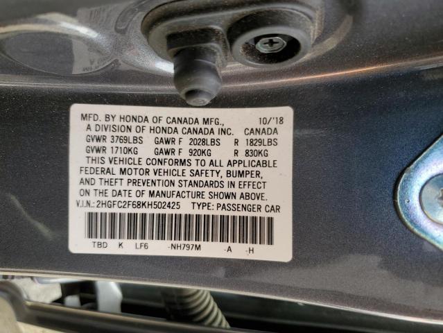 Photo 10 from auction – 2019 HONDA CIVIC LX with VIN 2HGFC2F68KH502425