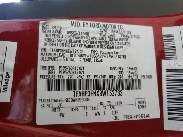 Photo 10 from auction – 2011 FORD FOCUS with VIN 1FAHP3FNXBW152733