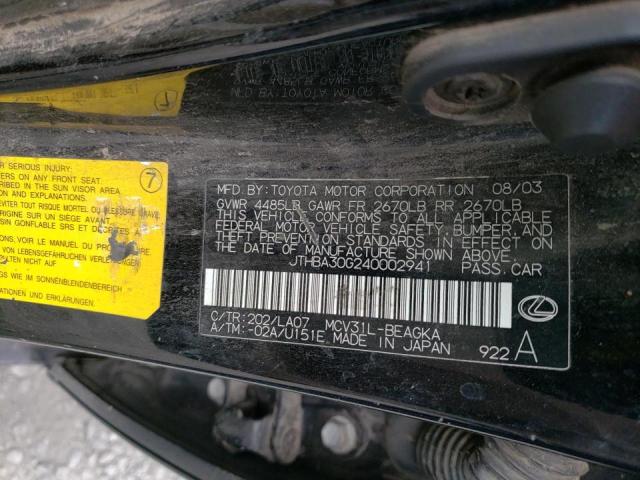 Photo 10 from auction – 2004 LEXUS ES 330 with VIN JTHBA30G240002941