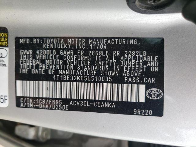 Photo 10 from auction – 2005 TOYOTA CAMRY LE with VIN 4T1BE32K65U510035