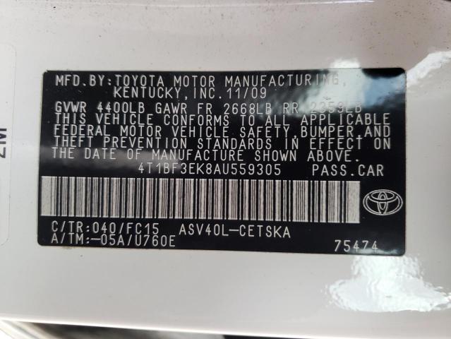 Photo 10 from auction – 2010 TOYOTA CAMRY BASE with VIN 4T1BF3EK8AU559305