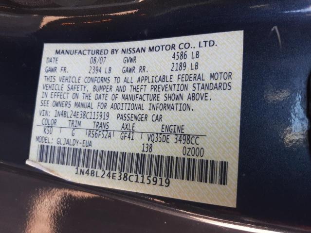 Photo 10 from auction – 2008 NISSAN ALTIMA 3.5 with VIN 1N4BL24E38C115919