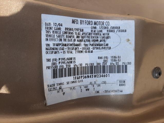 Photo 10 from auction – 2005 FORD FOCUS ZXW with VIN 1FAFP36N45W234601