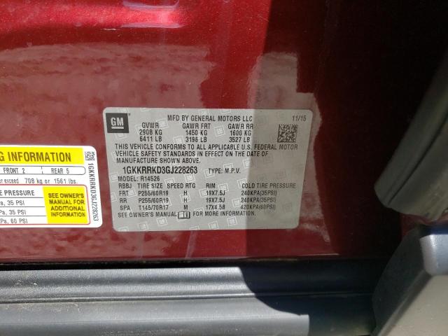 Photo 10 from auction – 2016 GMC ACADIA SLT with VIN 1GKKRRKD3GJ228263