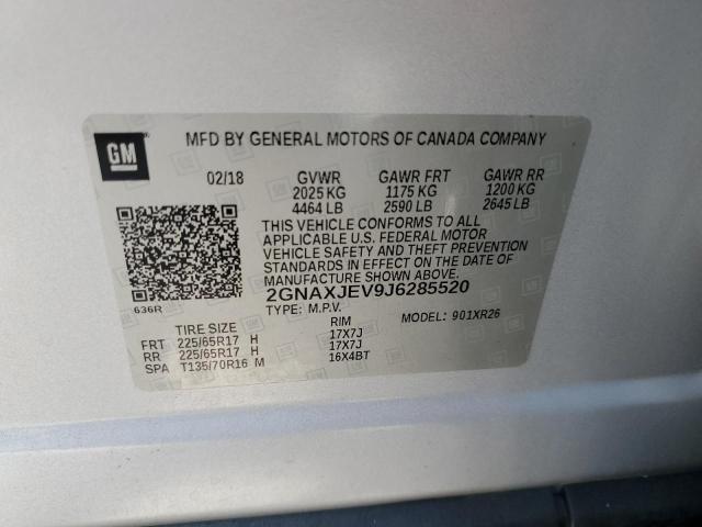 Photo 10 from auction – 2018 CHEVROLET EQUINOX LT with VIN 2GNAXJEV9J6285520