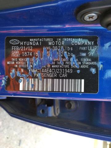 Photo 10 from auction – 2012 HYUNDAI ACCENT GLS with VIN KMHCT4AE4CU231949