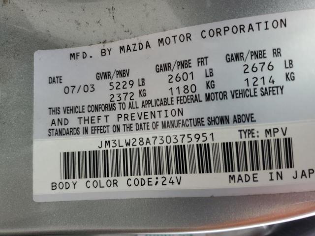 Photo 10 from auction – 2003 MAZDA MPV WAGON with VIN JM3LW28A730375951