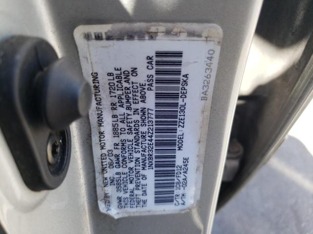 Photo 10 from auction – 2004 TOYOTA COROLLA CE with VIN 1NXBR32E44Z213777