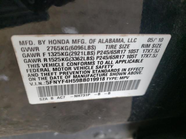 Photo 10 from auction – 2011 HONDA PILOT EXL with VIN 5FNYF4H59BB019918
