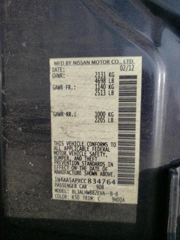 Photo 10 from auction – 2012 NISSAN MAXIMA S with VIN 1N4AA5APXCC834764