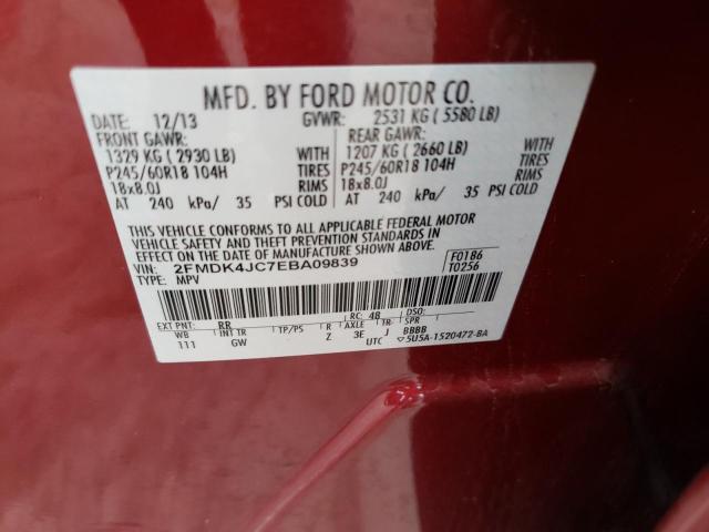 Photo 10 from auction – 2014 FORD EDGE SEL with VIN 2FMDK4JC7EBA09839