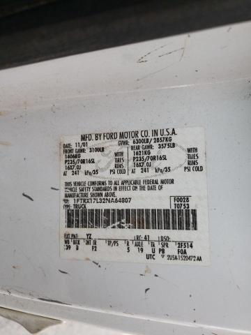 Photo 10 from auction – 2002 FORD F150 with VIN 1FTRX17L32NA64807