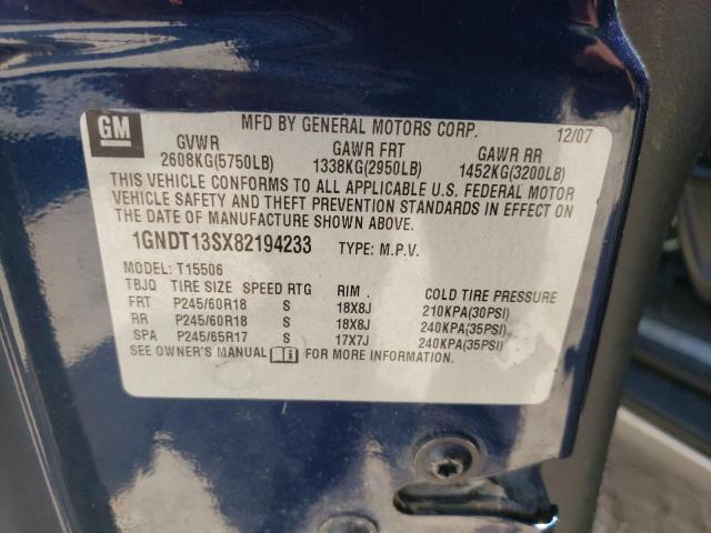 Photo 10 from auction – 2008 CHEVROLET TRAILBLAZE with VIN 1GNDT13SX82194233