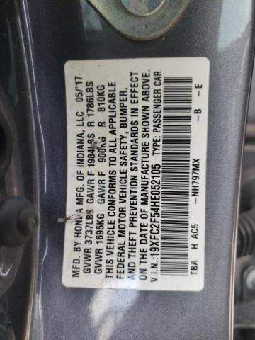 Photo 10 from auction – 2017 HONDA CIVIC LX with VIN 19XFC2F54HE052105
