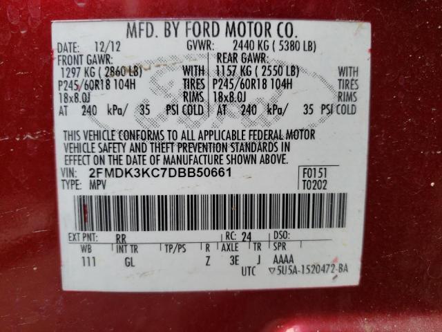 Photo 10 from auction – 2013 FORD EDGE LIMIT with VIN 2FMDK3KC7DBB50661