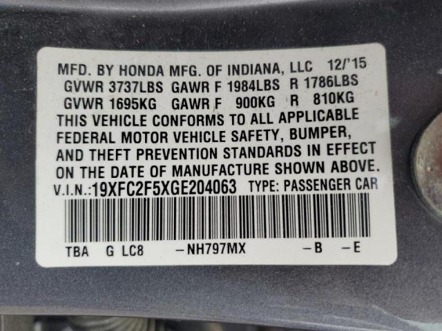 Photo 10 from auction – 2016 HONDA CIVIC LX with VIN 19XFC2F5XGE204063