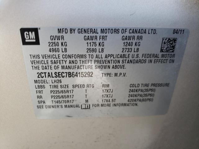 Photo 10 from auction – 2011 GMC TERRAIN SL with VIN 2CTALSEC7B6415292