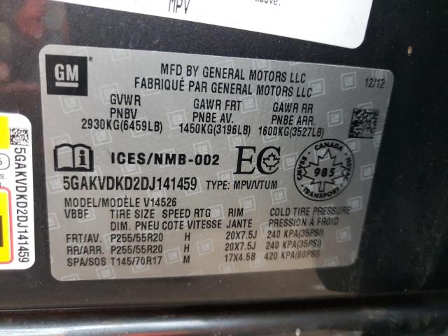 Photo 10 from auction – 2013 BUICK ENCLAVE with VIN 5GAKVDKD2DJ141459