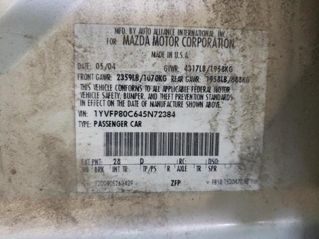 Фото 10 с аукциона – 2004 MAZDA 6 I с VIN 1YVFP80C645N72384