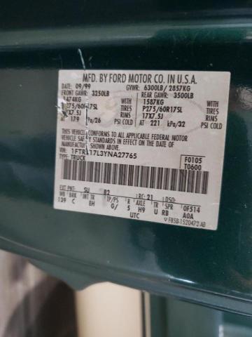Photo 10 from auction – 2000 FORD F150 with VIN 1FTRX17L3YNA27765