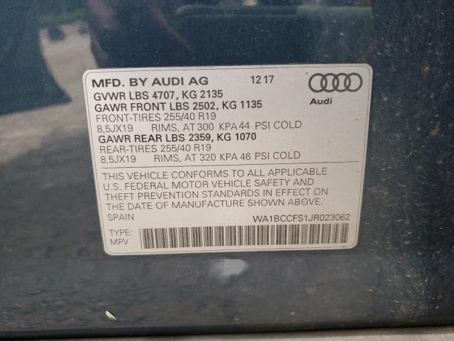 Photo 10 from auction – 2018 AUDI Q3 PREMIUM with VIN WA1BCCFS1JR023062