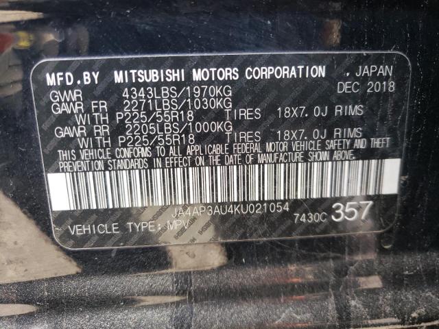 Photo 10 from auction – 2019 MITSUBISHI OUTLANDER with VIN JA4AP3AU4KU021054