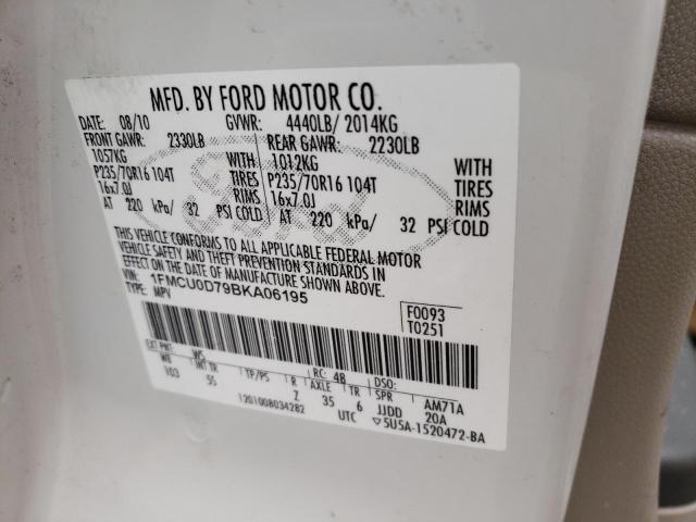 Photo 10 from auction – 2011 FORD ESCAPE XLT with VIN 1FMCU0D79BKA06195