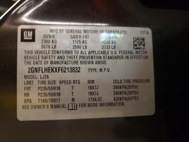 Photo 10 from auction – 2015 CHEVROLET EQUINOX LT with VIN 2GNFLHEKXF6213832