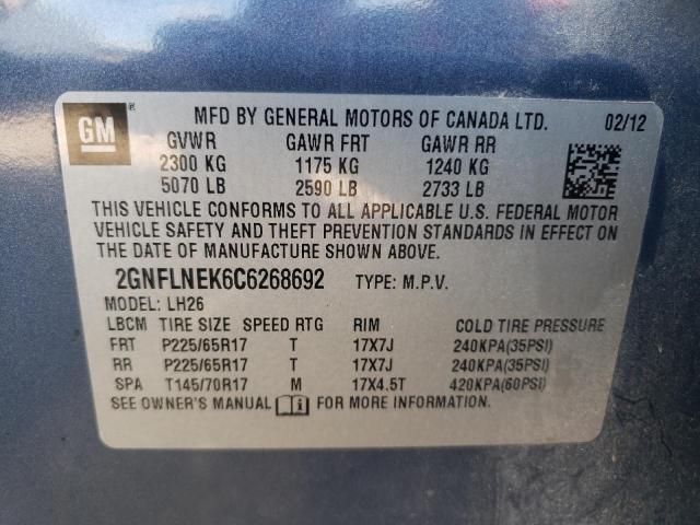 Photo 10 from auction – 2012 CHEVROLET EQUINOX LT with VIN 2GNFLNEK6C6268692