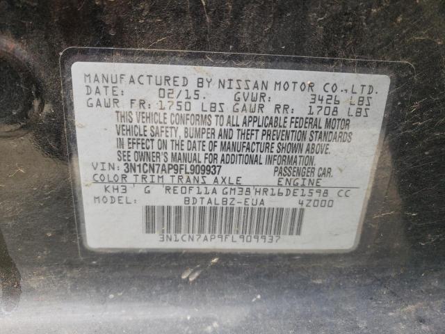 Photo 10 from auction – 2015 NISSAN VERSA S with VIN 3N1CN7AP9FL909937