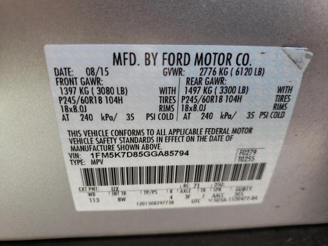 Photo 10 from auction – 2016 FORD EXPLORER X with VIN 1FM5K7D85GGA85794